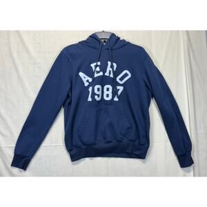 Aeropostale Aero 1987 Navy Blue Pullover Hoodie Size M Vintage Y2K